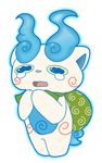  anthro backpack bag crying cute fur komasan male nervous simple_background solo spirit standing tears video_games white_fur x-snappie yo-kai_watch youkai 