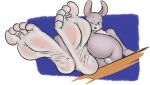  1md3f4ul7 anthro blue_eyes breasts butt disney feet female foot_focus grin hi_res humanoid_feet judy_hopps lagomorph low-angle_view mammal nipples nude pussy rabbit ring simple_background smile soles solo toe_ring zootopia 