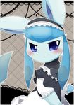  artist_request blue_eyes furry glaceon maid pokemon 