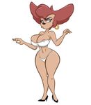  anthro areola areola_slip big_breasts blue_eyes bra breasts brown_hair canine clothed clothing disney ear_piercing erect_nipples female footwear goof_troop hair joelasko mammal mature_female navel nipple_bulge nipples panties peg_pete piercing pouting shoes skimpy solo underwear 