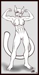  2013 abs anthro armpits biceps breasts castbound charlie claws fangs feline female flexing hi_res hindpaw looking_at_viewer lynx mammal monochrome muscular muscular_female nipples nude one_eye_closed paws pose presenting pussy sabertooth_(feature) solo toes tongue wink 