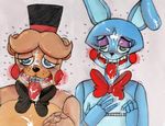  &lt;3 &lt;3_eyes 2015 animatronic anthro bear blush bow_tie buckteeth cum cum_covered cum_in_mouth cum_inside cum_on_body cum_on_chest cum_on_face cum_on_hand cum_on_tongue duo five_nights_at_freddy&#039;s five_nights_at_freddy&#039;s_2 half-closed_eyes hat inkyfrog lagomorph looking_at_viewer looking_pleasured machine male mammal messy open_mouth open_smile rabbit robot simple_background smile teeth tongue tongue_out top_hat toy_bonnie_(fnaf) toy_freddy_(fnaf) traditional_media_(artwork) video_games white_background 