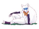  2016 380v_(artist) alopex alpha_channel anthro arctic_fox arm_support arm_wraps canine clothing elbow_gloves female flat_chested foot_wraps fox gloves grass hand_wraps mammal mostly_nude scarf simple_background sitting solo teenage_mutant_ninja_turtles thick_thighs transparent_background wide_hips wraps yellow_eyes 