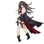 ankle_boots black_footwear black_hair blush boots brown_eyes dual_wielding full_body girls_frontline gun handgun holding holding_weapon holster infukun long_hair looking_at_viewer necktie nz_75 nz_75_(girls_frontline) official_art open_mouth pistol pleated_skirt shirt skirt solo thigh_holster thigh_strap torn_clothes torn_shirt torn_skirt transparent_background trench_coat trigger_discipline weapon 