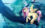  2016 absurd_res dock equine eyelashes feathered_wings feathers female feral fluttershy_(mlp) friendship_is_magic guinefurrie hair hi_res hooves long_hair mammal my_little_pony pegasus pink_hair solo teal_eyes wings yellow_feathers 