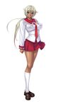  1girl bangs breasts cara_the_blood_lord kagami_hirotaka large_breasts lilith-soft looking_at_viewer marika_krishna ponytail school_uniform simple_background solo uniform very_long_hair white_background 