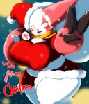  &lt;3 2016 big_breasts black_nose breasts christmas clothed clothing dress fangs fdokkaku female fur hat holidays huge_breasts invalid_tag looking_at_viewer nintendo open_mouth pok&eacute;mon pok&eacute;morph red_eyes red_fur scarf smile solo teeth thick_thighs tongue video_games white_fur zangoose 