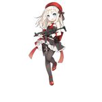  :d ammunition_pouch beret blue_eyes dress full_body girls_frontline gun h&amp;k_mp5 hat heckler_&amp;_koch holding holding_weapon holster long_hair looking_at_viewer mp5_(girls_frontline) necktie official_art open_mouth pantyhose pouch red_footwear red_hat saru sleeveless sleeveless_dress smile solo strappy_heels submachine_gun thigh_holster transparent_background trigger_discipline weapon white_hair 