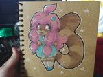  &lt;3 anthro apes chibi clothed clothing female fur hair lemur long_hair mammal primate smile solo standing traditional_media_(artwork) 