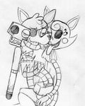  2015 2_heads animatronic anthro ball_grab balls black_and_white canine duo exposed_endoskeleton eye_contact eye_patch eyewear female five_nights_at_freddy&#039;s five_nights_at_freddy&#039;s_2 fox foxy_(fnaf) half-closed_eyes inkyfrog machine male male/female mammal mangle_(fnaf) monochrome multi_head penis robot sex sharp_teeth simple_background teeth tongue tongue_out traditional_media_(artwork) video_games white_background 