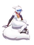  2016 380v_(artist) alopex alpha_channel anthro arctic_fox arm_wraps canine clothing cute_fangs female flat_chested foot_wraps fox hand_wraps mammal mostly_nude scarf simple_background sitting smile solo teenage_mutant_ninja_turtles thick_thighs transparent_background wide_hips wraps yellow_eyes 