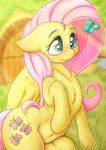  2016 absurd_res alcor90 arthropod blush butterfly cutie_mark equine feathered_wings feathers female fluttershy_(mlp) friendship_is_magic fur hair hi_res hooves insect long_hair mammal my_little_pony outside pegasus pink_hair smile wings yellow_fur 