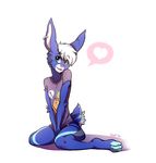  &lt;3 2016 4_toes absurd_res anthro blue_eyes blue_fur bottomless caninelove clothed clothing digital_media_(artwork) ear_piercing fur hair hi_res lagomorph loike looking_at_viewer male mammal piercing pink_nose rabbit shirt shirt_pull short_hair simple_background sitting solo toeless_(marking) toes white_background white_hair 