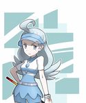  &gt;:( ahoge aqua_hair artist_request belt blue_hat blue_shorts bracelet breasts closed_mouth collared_shirt cowboy_shot elite_four frown hat jewelry kahili_(pokemon) lavender_eyes long_hair looking_away looking_to_the_side medium_breasts mole mole_under_eye outline pokemon pokemon_(game) pokemon_sm shirt short_sleeves shorts solo standing striped striped_shirt v-shaped_eyebrows visor_cap z-ring 