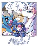  &lt;3 &lt;3_eyes 2016 ambiguous_gender askpopplio brionne cute_fangs group_picture looking_at_viewer nintendo one_eye_closed open_mouth pok&eacute;mon popplio pose primarina smile speech_bubble video_games wink 