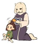  1girl artist_request black_eyes brown_hair chara_(undertale) furry goat short_hair toriel undertale 