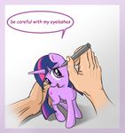 2016 cutie_mark disembodied_hand english_text equine female feral friendship_is_magic fur hair horn looking_at_viewer mammal multicolored_hair my_little_pony purple_eyes purple_fur smile solo stratodraw text twilight_sparkle_(mlp) unicorn 