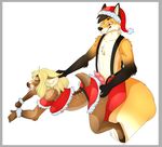  2016 2_tails all_fours amber_ladoe anthro canine cervine christmas doggystyle fox from_behind_position holidays mammal multi_tail penis sabre_dacloud sabredacloud sex yasha_the_husky 