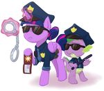 2016 clothed clothing cutie_mark dragon duo equine eyewear feathered_wings feathers female feral friendship_is_magic frown fur hair handcuffs hat horn magic mammal multicolored_hair my_little_pony police_uniform purple_feathers purple_fur scalie shackles simple_background spike_(mlp) sunglasses ta-na twilight_sparkle_(mlp) uniform white_background winged_unicorn wings winter 
