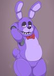  acstlu animatronic anthro bonnie_(fnaf) bow_tie five_nights_at_freddy&#039;s hands_behind_head lagomorph looking_at_viewer machine male mammal nude open_mouth rabbit robot seductive simple_background slightly_chubby solo thick_thighs video_games wide_hips wiggle 