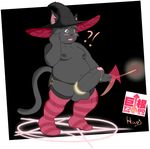  black_fur cat clothing cock_ring feline fur garter hat hazeeal hyper legwear magic mammal overweight penis precum stockings uncut witch_hat 