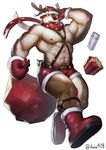  anthro boots cervine christmas clothed clothing deer dona908 footwear hat holidays looking_at_viewer male mammal muscular santa_hat smile solo 