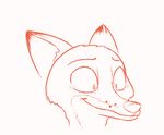  2016 animated anthro canine disney english_text fox male mammal monochrome nervous nick_wilde reaction_image red_alert red_and_white simple_background solo text tggeko white_background wide_eyed zootopia 