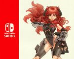  1girl artist_request breasts nintendo nintendo_switch persinification red_hair smile 