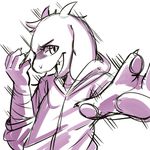  achakura anthro asriel_dreemurr caprine clothed clothing goat horn male mammal monochrome open_mouth sketch smile solo undertale video_games 