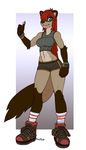  anthro breasts clothed clothing female ferret mammal midriff mustelid robotjoe shorts solo tagme 
