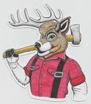  axe badge cervine con deer fursuit invalid_tag mammal melee_weapon oldfreek weapon 