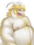  achakura anthro asgore_dreemurr beard caprine facial_hair goat hair horn looking_at_viewer male mammal nipples nude obese open_mouth overweight solo undertale video_games 