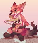  anthro canine disney duo fennec finnick fox fur hsm324710 male male/male mammal nick_wilde nude open_mouth sitting size_difference teeth tongue zootopia 