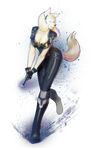  anthro clothed clothing cnaine dona908 earpiece female fur gun hair handgun pistol ranged_weapon solo standing weapon wide_hips 