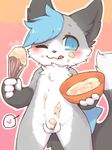 &lt;3 baking balls batter bowl flaccid kemono male one_eye_closed penis sillywolf solo tongue uncut unknown_species wink 