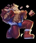 abs anthro antlers boots bulge cervine christmas clothed clothing deer dona908 footwear holidays horn male mammal muscular navel open_shirt santa_claus solo underwear 
