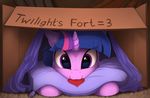  2016 box english_text equine female feral friendship_is_magic hair hi_res horn looking_at_viewer mammal my_little_pony pillow purple_eyes solo text twilight_sparkle_(mlp) unicorn yakovlev-vad 