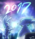  2017 anthro canine disney female fox holidays judy_hopps lagomorph male mammal new_year nick_wilde oleedueolo rabbit zootopia 