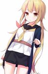  :t bangs black_skirt blue_panties cardigan cowboy_shot dutch_angle holding holding_panties kantai_collection long_hair long_sleeves looking_at_viewer mimura_zaja neckerchief panties panties_removed pleated_skirt remodel_(kantai_collection) satsuki_(kantai_collection) school_uniform serafuku simple_background skirt solo twintails underwear v-shaped_eyebrows very_long_hair white_background yellow_eyes yellow_neckwear 