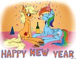  2016 absurd_res alcohol applejack_(mlp) beverage blonde_hair blue_feathers blush bottle champagne confetti cutie_mark duo ear_piercing earth_pony english_text equine eyelashes eyes_closed feathered_wings feathers female feral freckles friendship_is_magic glass green_eyes hair hat hi_res holidays hooves horse long_hair mammal multicolored_hair multicolored_tail my_little_pony neko-me new_year party_blower party_hat pegasus piercing pony rainbow_dash_(mlp) rainbow_hair rainbow_tail smile text underhoof wings 