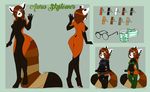 anthro breasts clothed clothing featureless_crotch female hiddenwolf mammal model_sheet nude red_panda smile solo wide_hips 