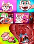  blue_eyes blush cat clothed clothing eyes_closed feet feline fur half-closed_eyes hands_on_cheeks happy licking licking_lips mammal mouse mouth_shot oral_vore pink_fur rodent saliva satisfied shima_luan sleeping smile super_planet_dolan swallowing teeth thebossboy throat tongue tongue_out vore 