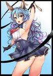  :o absurdres agetama animal_ears arm_up armpits ass bare_shoulders black_gloves blue_hair blue_skirt breasts brown_eyes bunny_ears earrings erune ferry_(granblue_fantasy) flat_ass gloves granblue_fantasy highres hoop_earrings jewelry lips long_hair looking_at_viewer medium_breasts open_mouth outstretched_arm sideboob single_earring skirt solo thighs tongue v-shaped_eyebrows wavy_hair whip yellow_eyes 