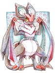  ambiguous_gender big_ears black_eyes black_fur claws craymin diaper feet feral fur looking_at_viewer nintendo noivern pok&eacute;mon smile solo standing video_games wings 