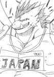  abs clothed clothing confetti dragon english_text hair hatake horn huge_muscles male muscular olympics reptile scalie sharp_teeth shirt smile solo teeth text wings 