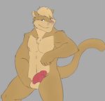  3_fingers 3_toes anthro balls blush cat claws clothed clothing digital_media_(artwork) erection feline fur grin male mammal nozomi_tao penis seductive short_tail simple_background solo toes 