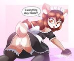  alfa995 amber_eyes anus brown_hair cervine cleaning clothing deer doe_(alfa995) female hair maid_uniform mammal pussy uniform 