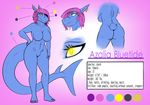  anthro azalia female fish looking_at_viewer marine model_sheet neltharion290 nude shark smile solo standing 