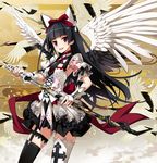  :d alternate_costume alternate_weapon armpits bangs bird black_hair black_neckwear black_skirt black_wings blunt_bangs bow breasts commentary_request corset cowboy_shot feathered_wings feathers floral_print garter_straps gate_-_jieitai_ka_no_chi_nite_kaku_tatakaeri hair_bow highres hime_cut holding holding_weapon katana long_hair looking_at_viewer mismatched_legwear multicolored multicolored_wings necktie nyoro_(nyoronyoro000) open_mouth puffy_short_sleeves puffy_sleeves red_bow red_eyes rory_mercury sheath short_sleeves skirt small_breasts smile solo sword thigh_strap thighhighs unsheathing v-shaped_eyebrows weapon white_bow white_wings wings 