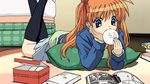  animated animated_gif blue_eyes brown_hair eating kanon manga sawatari_makoto skirt socks 